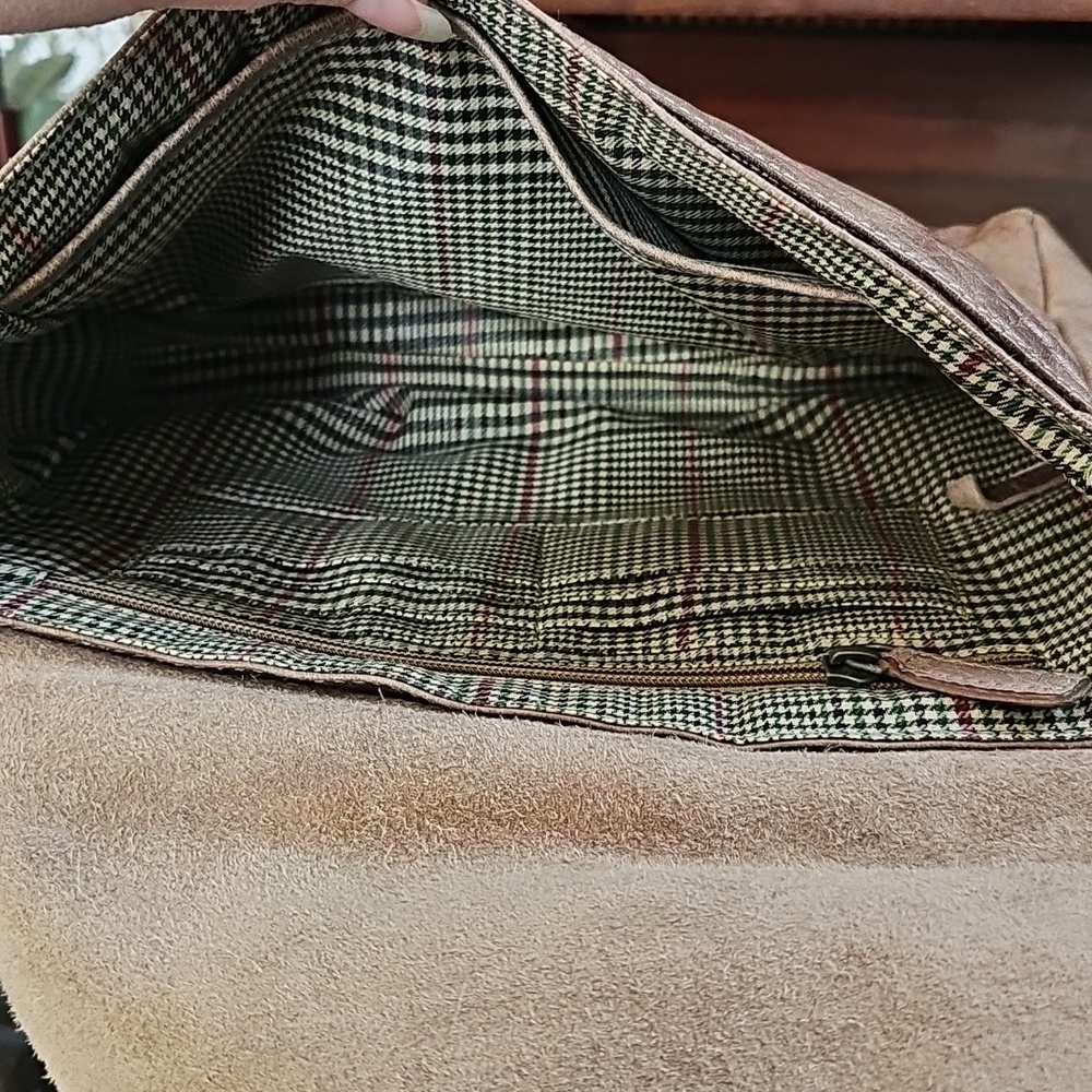 NEW Jack Georges Purse Buffed Leather Large Crossbody Bag Plaid - Picture 5 of 11